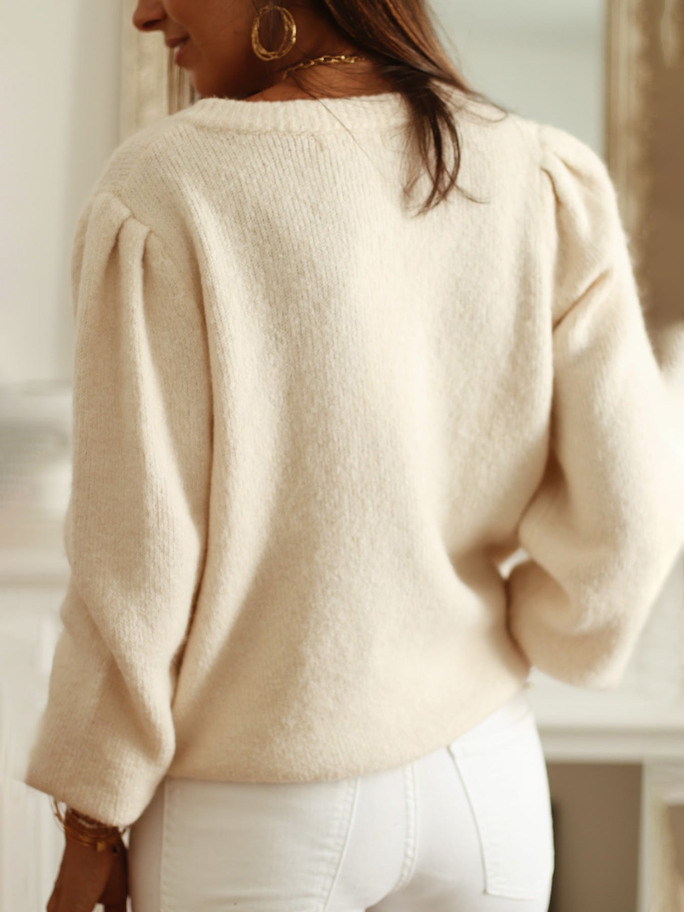 Lena | Dames Cardigan – Effen Kleur, Gehaakt Opengewerkt Design