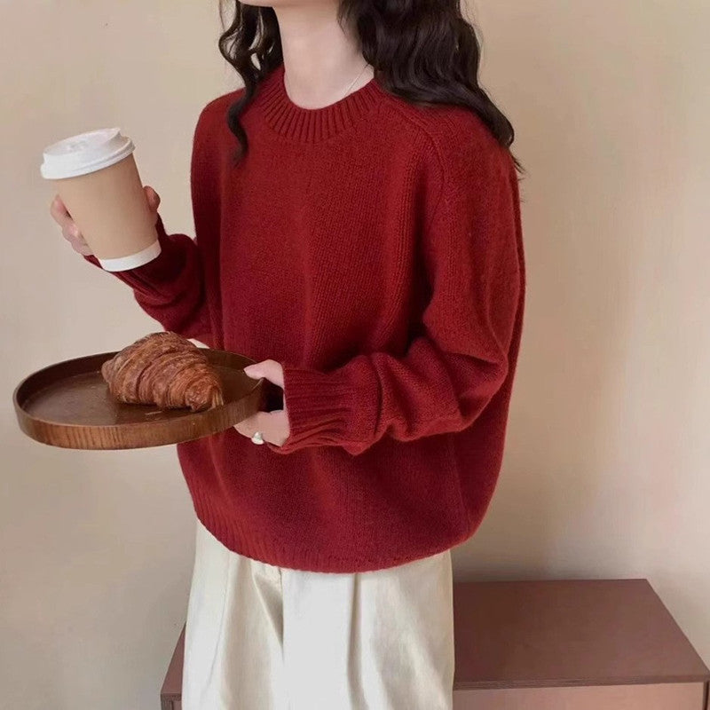 Nomi | Dames Trui – Vintage Cozy Style, Effen Kleur & Losvallend