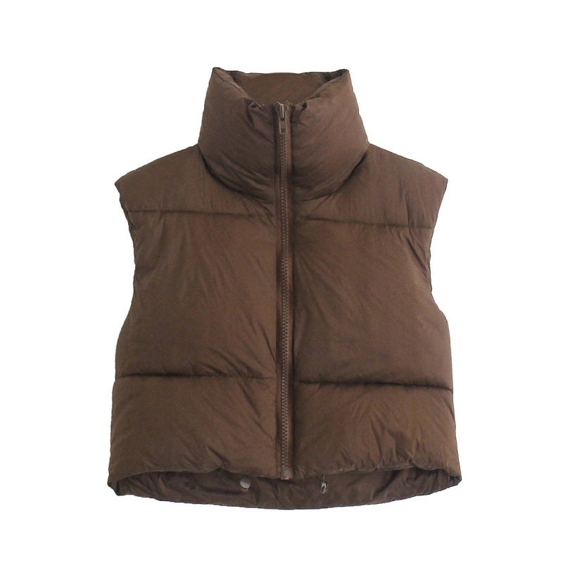 Melisa | Dames Puffer Bodywarmer – Dikke Katoen, Hoge Kraag & Mouwloos