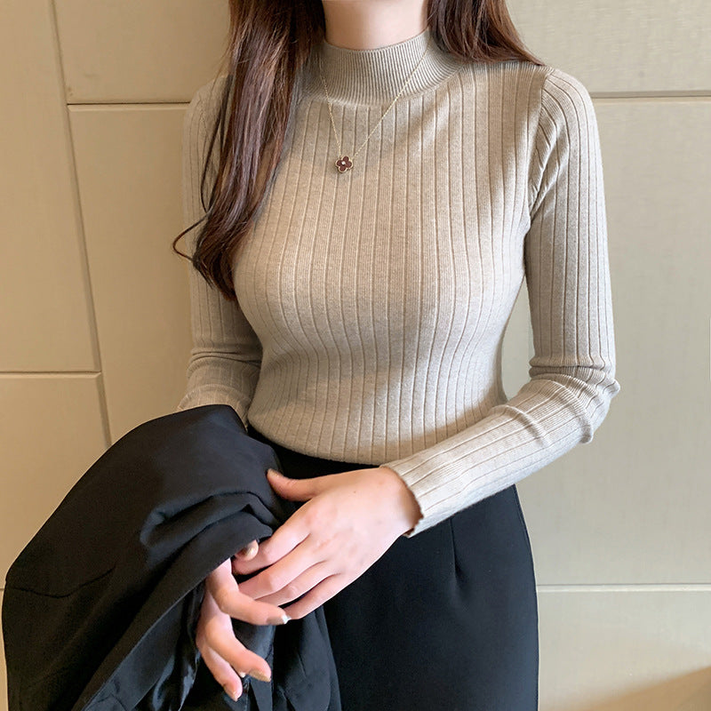 Nancy | Dames Knit Top – Dunne Halfhoge Coltrui, Kort Model