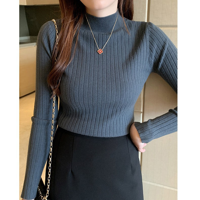 Nancy | Dames Knit Top – Dunne Halfhoge Coltrui, Kort Model