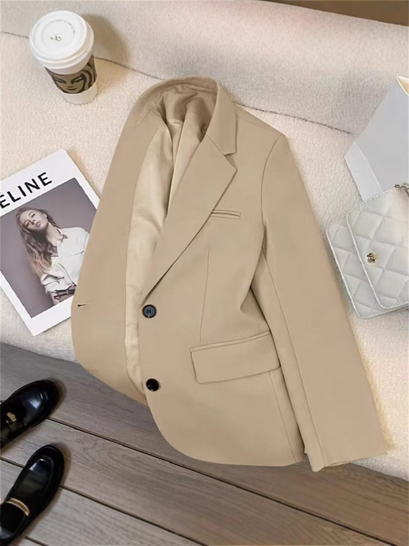 Lucy | Dames Blazer – Koreaanse Stijl, Licht Khaki, Trendy & Chic