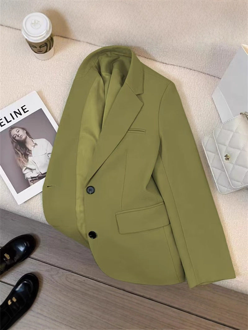 Lucy | Dames Blazer – Koreaanse Stijl, Licht Khaki, Trendy & Chic