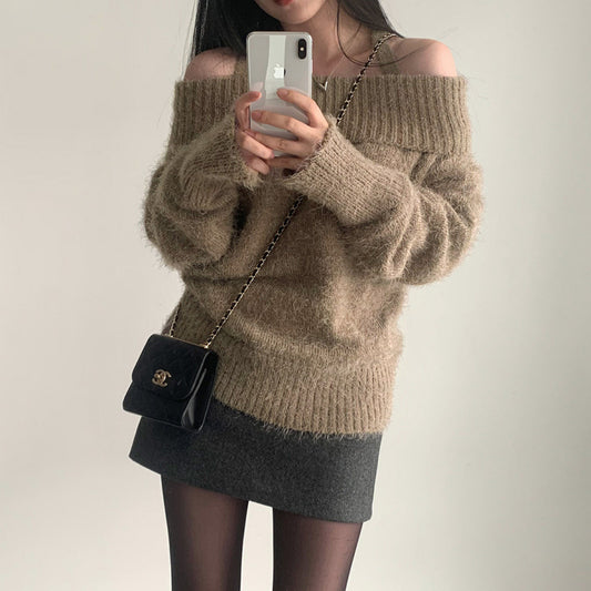 Kiana | Dames Off-Shoulder Gebreide Trui – Faux Fur Look, Zoet & Chic