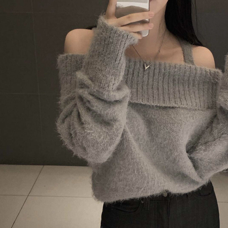 Kiana | Dames Off-Shoulder Gebreide Trui – Faux Fur Look, Zoet & Chic