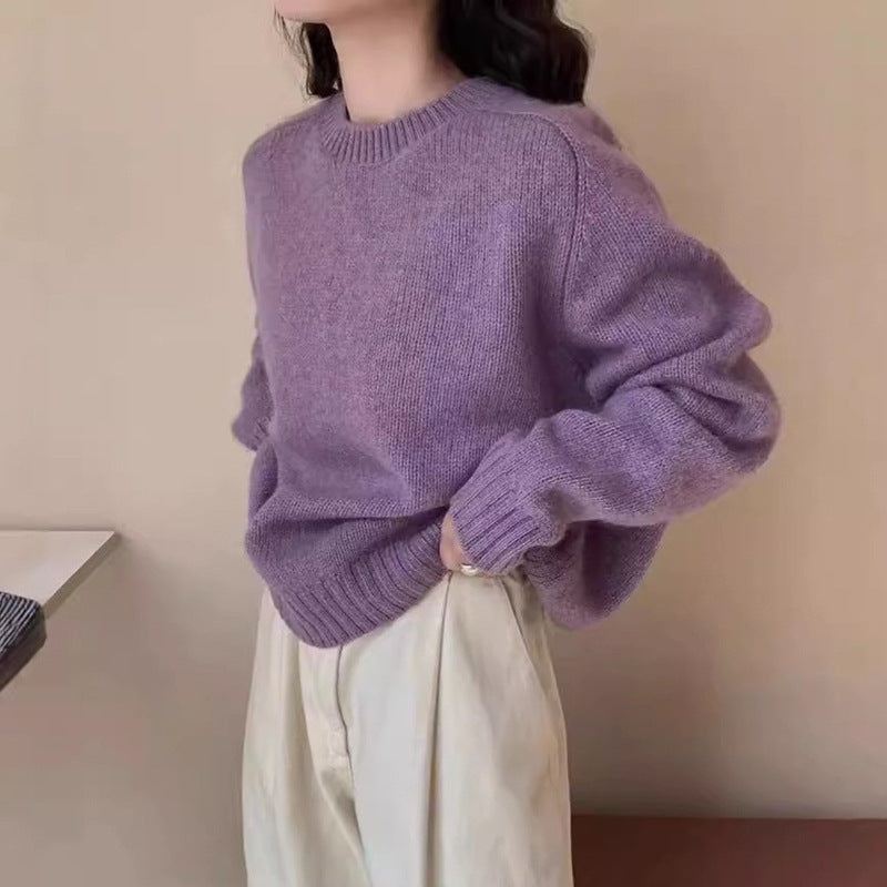 Nomi | Dames Trui – Vintage Cozy Style, Effen Kleur & Losvallend