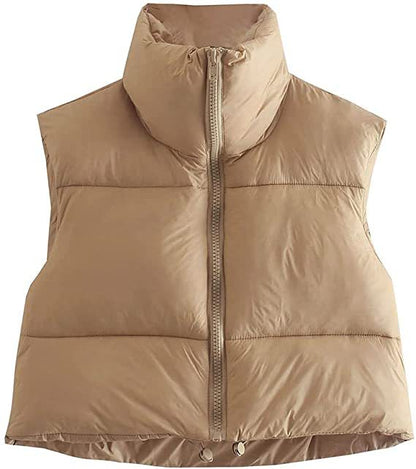 Melisa | Dames Puffer Bodywarmer – Dikke Katoen, Hoge Kraag & Mouwloos