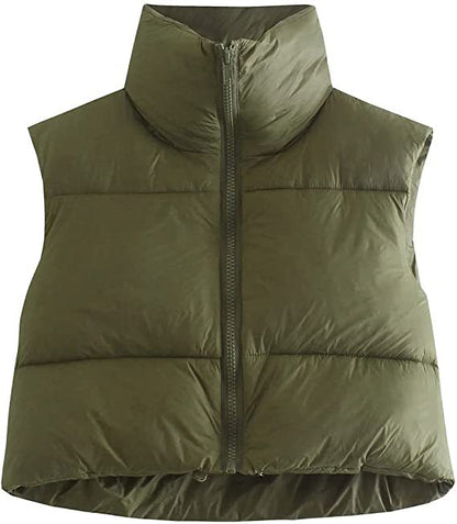 Melisa | Dames Puffer Bodywarmer – Dikke Katoen, Hoge Kraag & Mouwloos