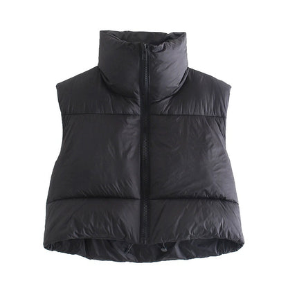 Melisa | Dames Puffer Bodywarmer – Dikke Katoen, Hoge Kraag & Mouwloos