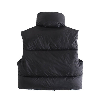 Melisa | Dames Puffer Bodywarmer – Dikke Katoen, Hoge Kraag & Mouwloos