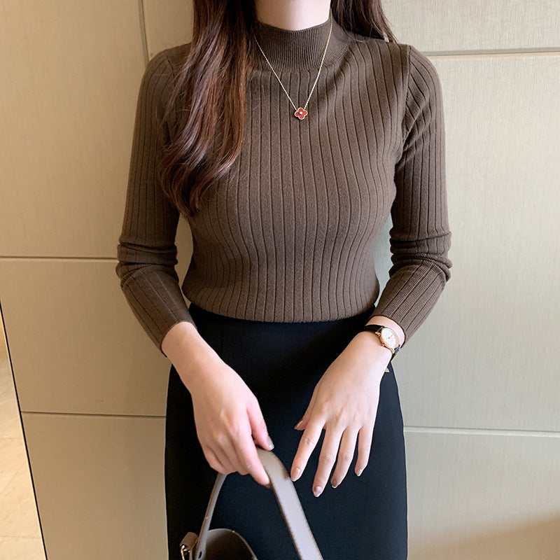 Nancy | Dames Knit Top – Dunne Halfhoge Coltrui, Kort Model