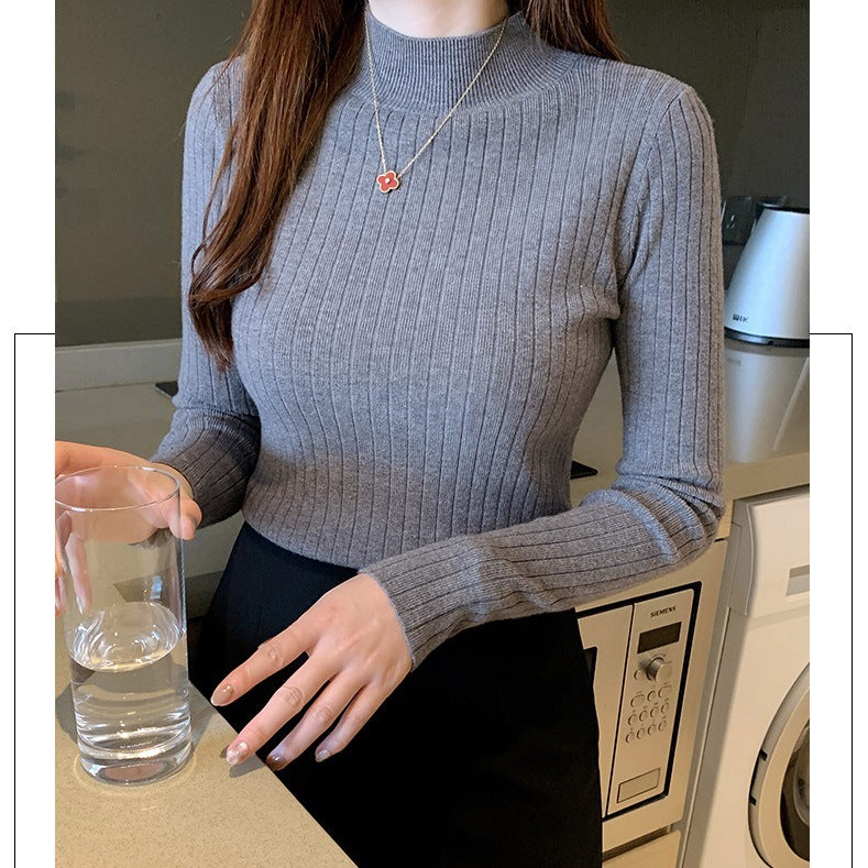 Nancy | Dames Knit Top – Dunne Halfhoge Coltrui, Kort Model