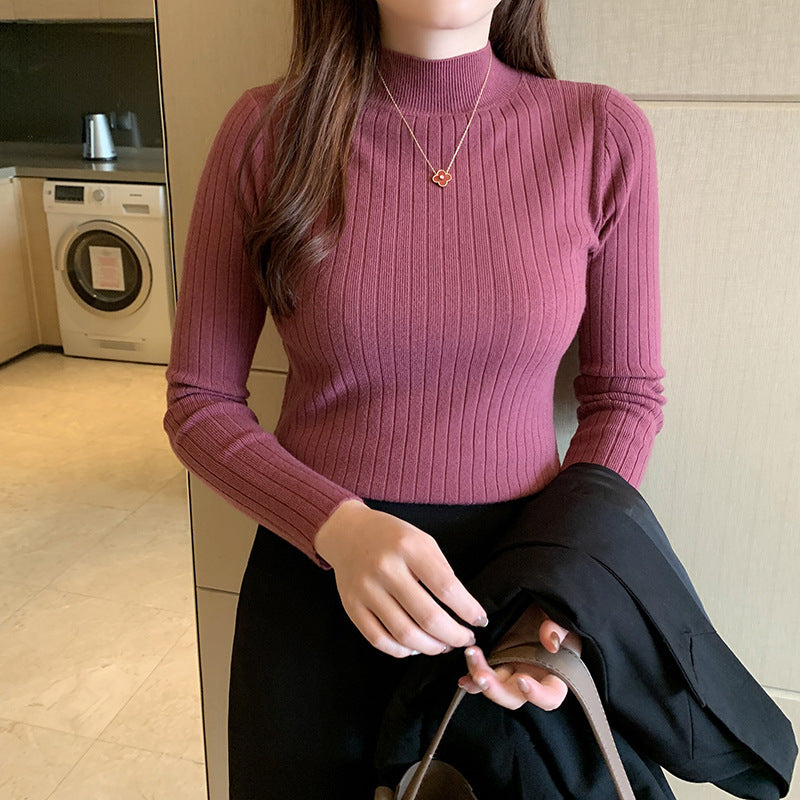 Nancy | Dames Knit Top – Dunne Halfhoge Coltrui, Kort Model