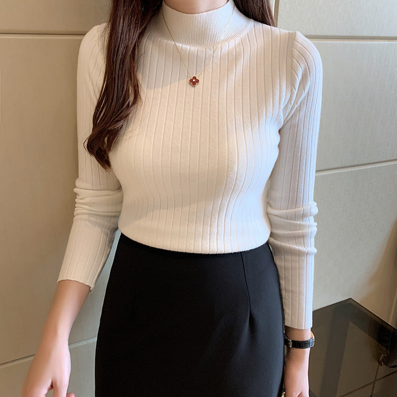 Nancy | Dames Knit Top – Dunne Halfhoge Coltrui, Kort Model