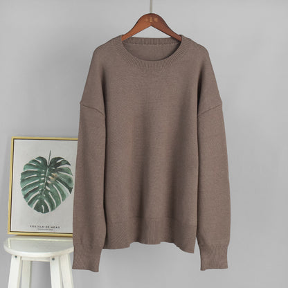 Giselle™ | Basic Dames Trui – Donkere Effen Kleur, Warm & Losvallend