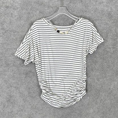 Nana | Off-Shoulder Dames T-shirt met Kralen – Tencel Wolmix, Gestreept