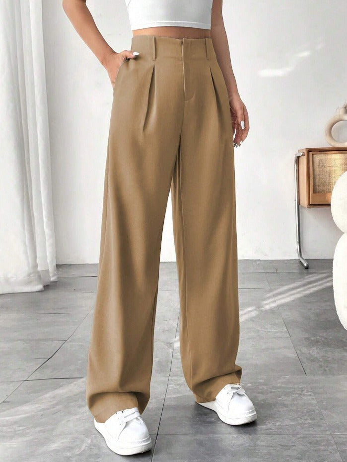 Nahia | Dames Hoge Taille Pantalon – Wijde Pijpen, Slankmakend & Casual Chic