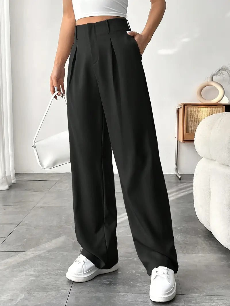Nahia | Dames Hoge Taille Pantalon – Wijde Pijpen, Slankmakend & Casual Chic