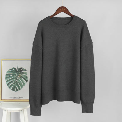 Giselle™ | Basic Dames Trui – Donkere Effen Kleur, Warm & Losvallend