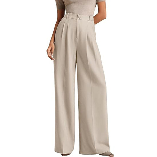 Tatiana | Dames High-Waist Wide Leg Pantalon – Effen Kleur, Business Chic & Slim Fit Look