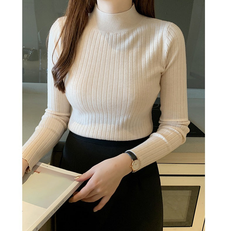 Nancy | Dames Knit Top – Dunne Halfhoge Coltrui, Kort Model