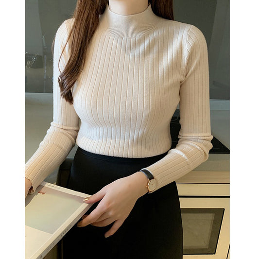 Nancy | Dames Knit Top – Dunne Halfhoge Coltrui, Kort Model